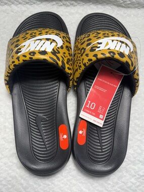 Nike Leopard-Print Slide Sandals - Black & Yellow